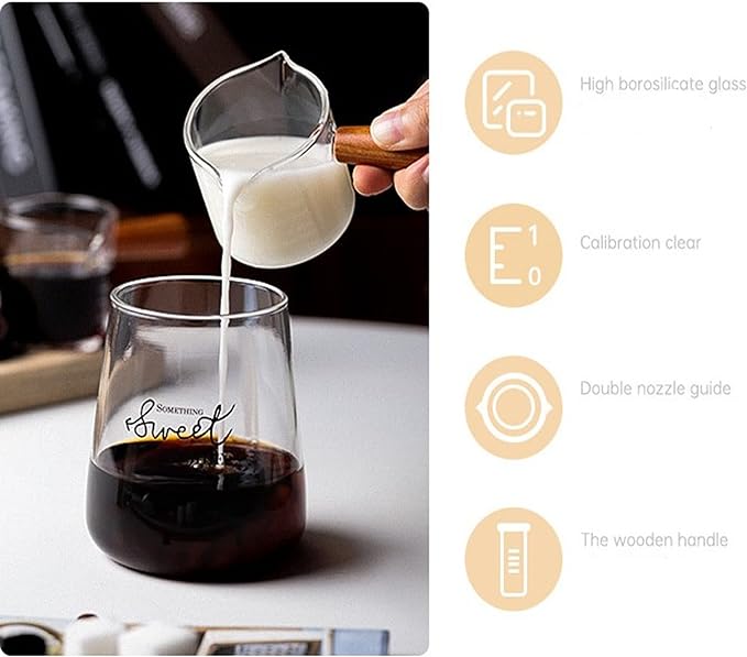 100ML Glass Mini Espresso Shot Jug X471  NATURAL WOOD COLOR