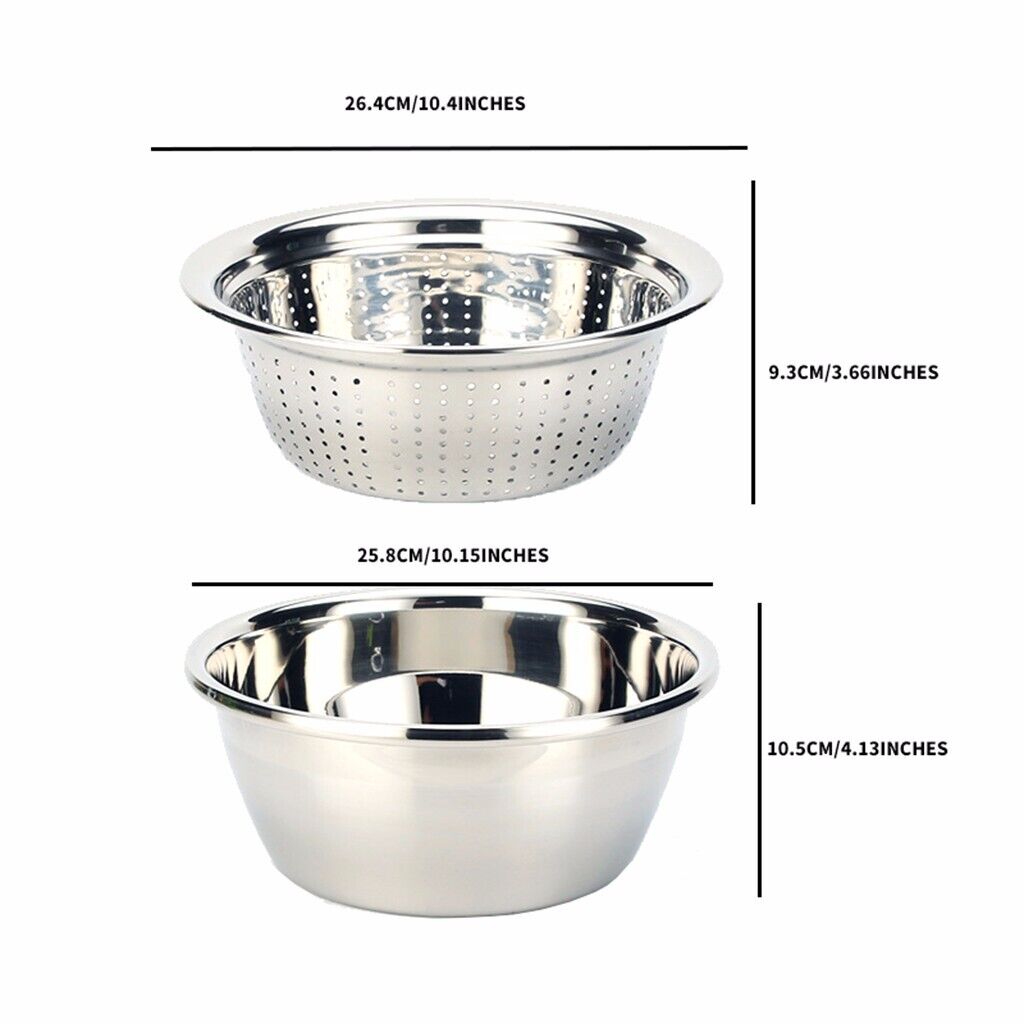 Heavy 26cm Stainless Bowl +Strainer X496