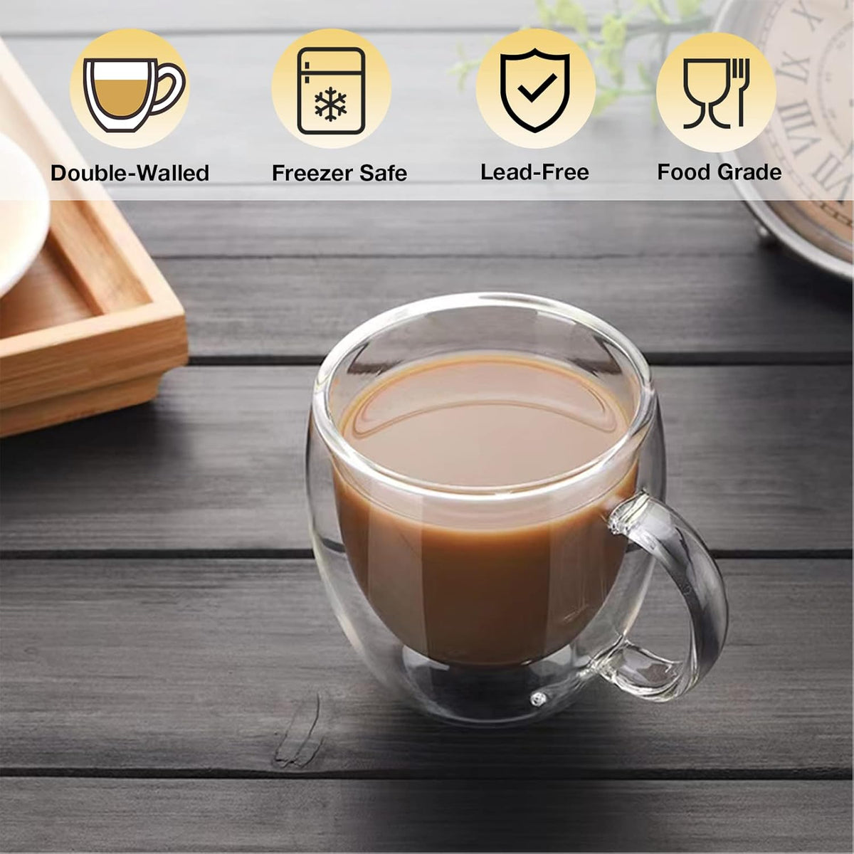 Double Wall 80ml Glass Espresso Cup 6pcs   X551