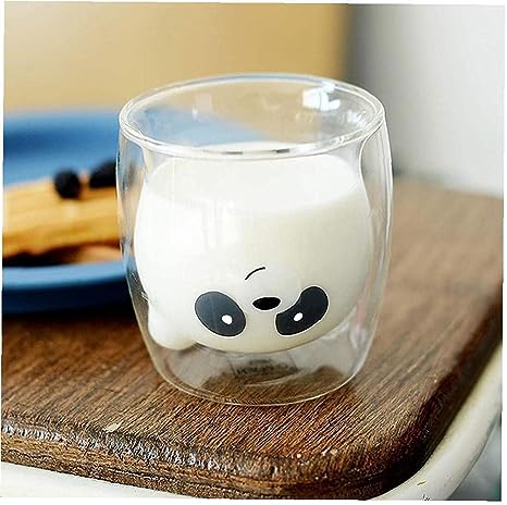 DOUBLE WALL GLASS MUG PANDA/DOG SHAPE 280ML  X555