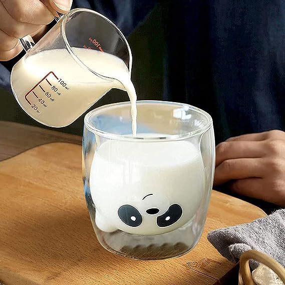 DOUBLE WALL GLASS MUG PANDA/DOG SHAPE 280ML  X555