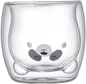 DOUBLE WALL GLASS MUG PANDA/DOG SHAPE 280ML  X555