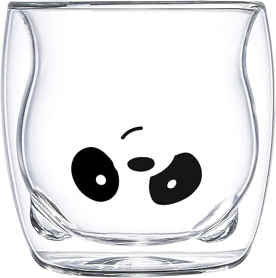 DOUBLE WALL GLASS MUG PANDA/DOG SHAPE 280ML  X555