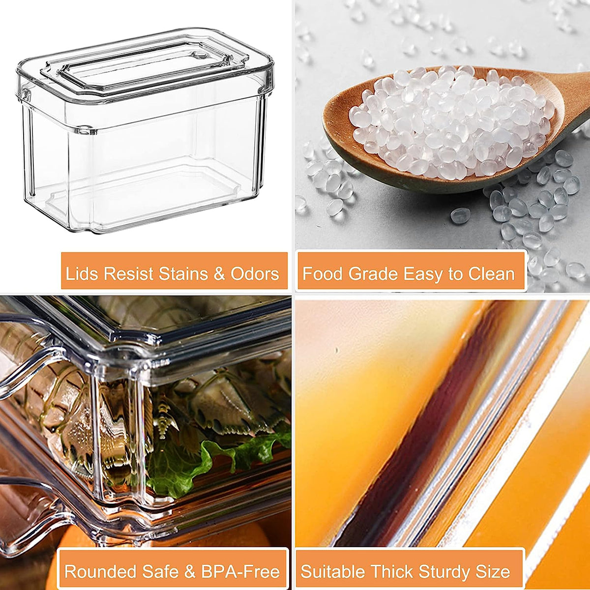 Plexi Stackable Fridge Box with Cover 32x15.5x5.5cm X579