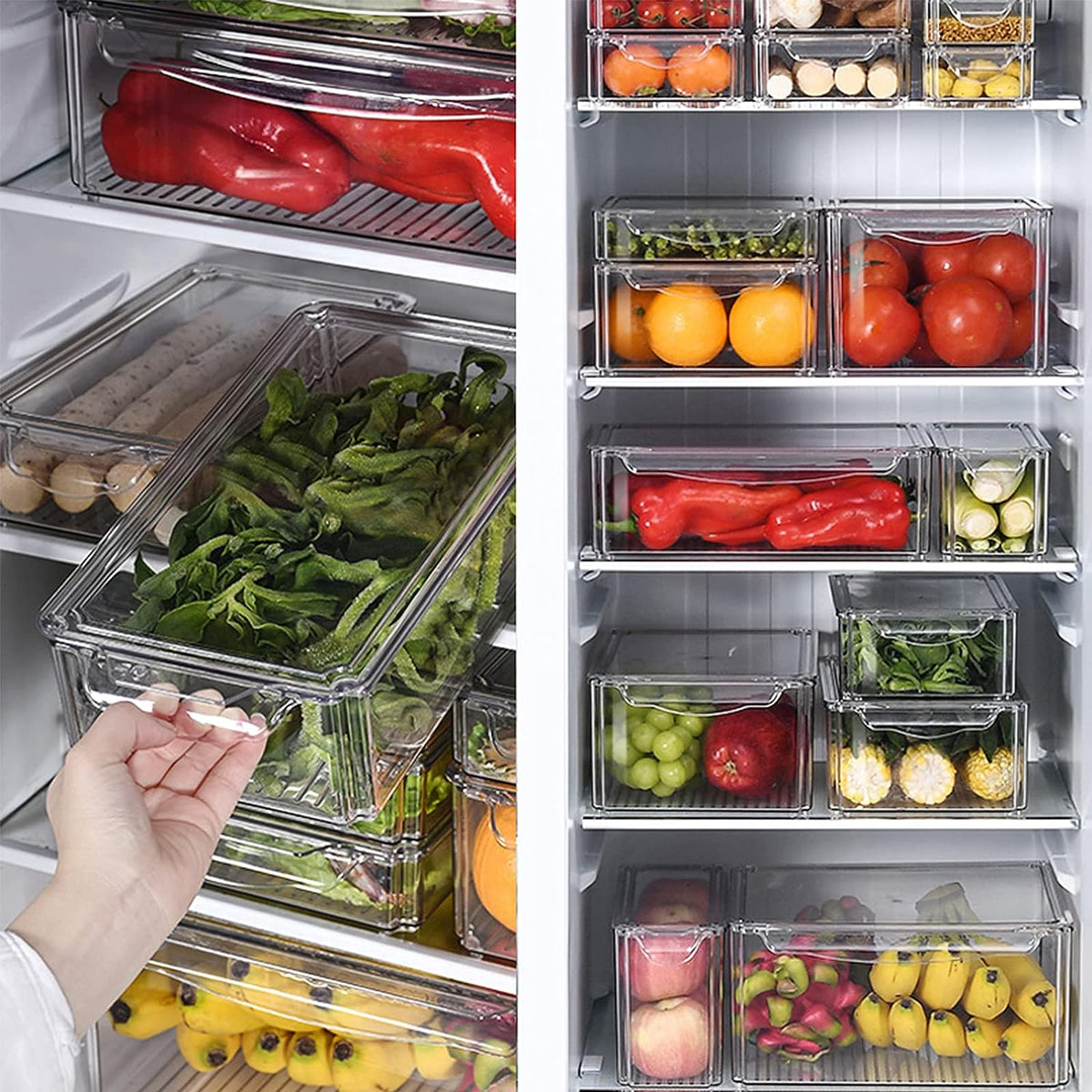 Plexi Stackable Fridge Box With Cover 32x15.5x14.5cm   X581
