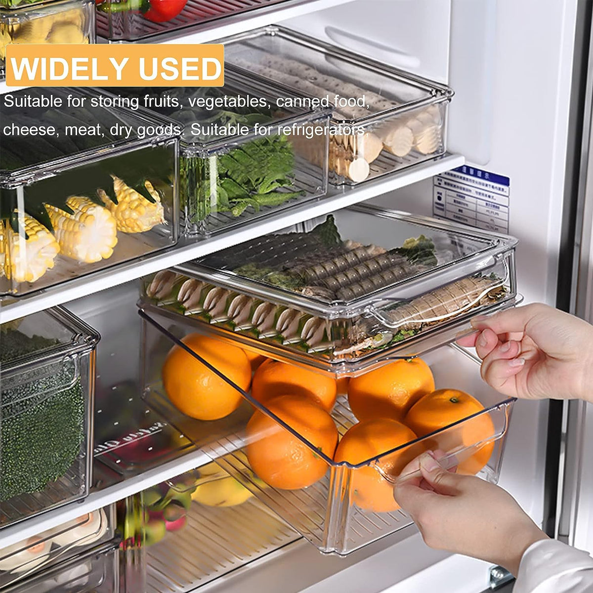 Plexi Stackable Fridge Box With Cover 32x15.5x14.5cm   X581