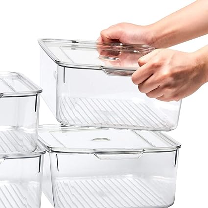 Plexi Stackable Fridge Box with Cover 32x20.5x10cm   X583