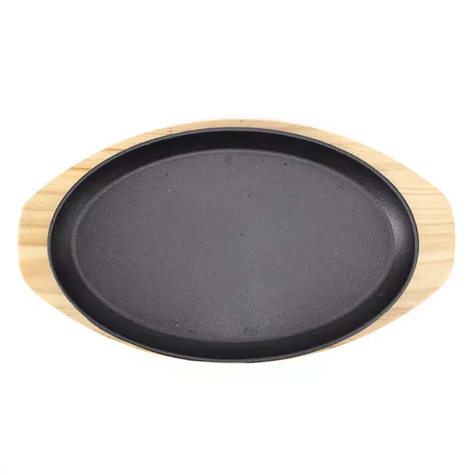 CAST IRON SIZZLER WITH WOOD BASE X675