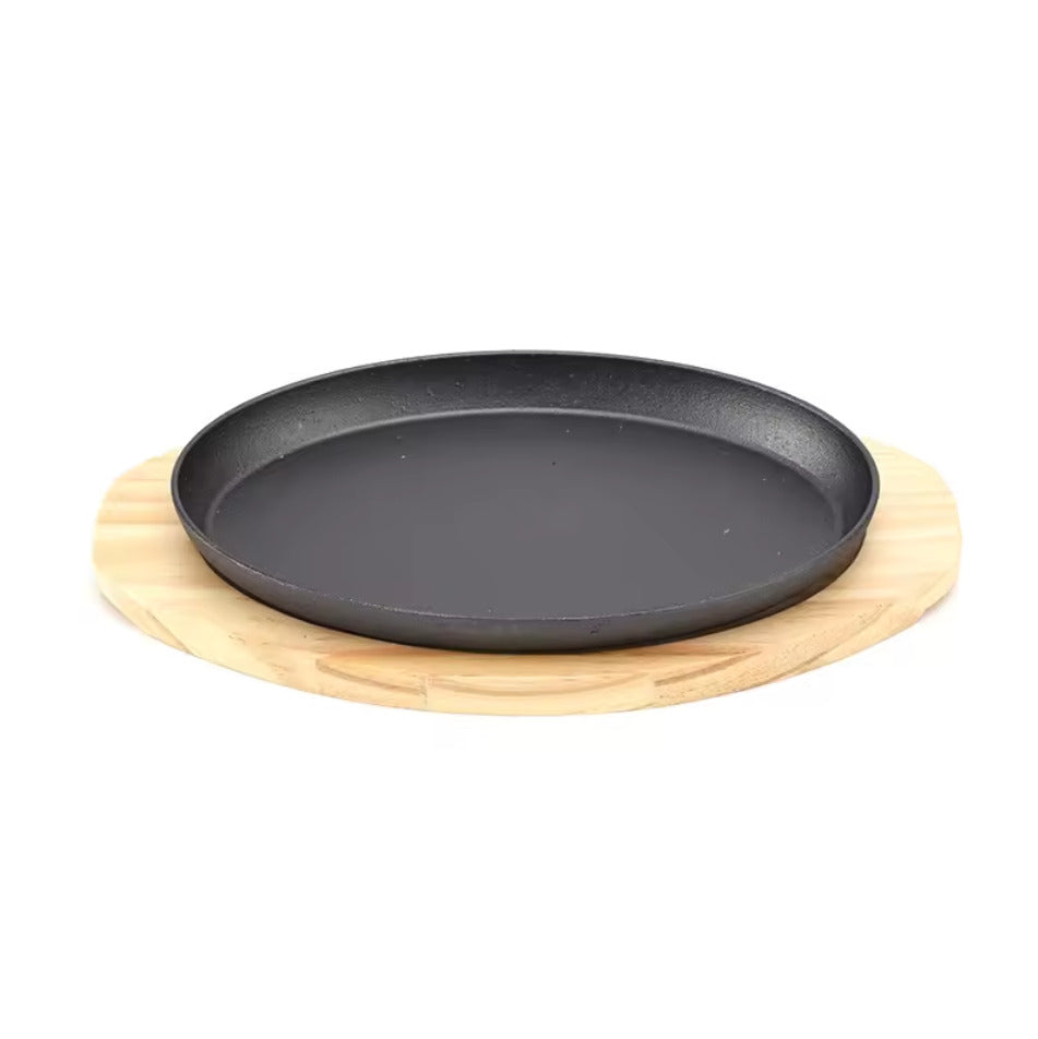 CAST IRON SIZZLER WITH WOOD BASE X675