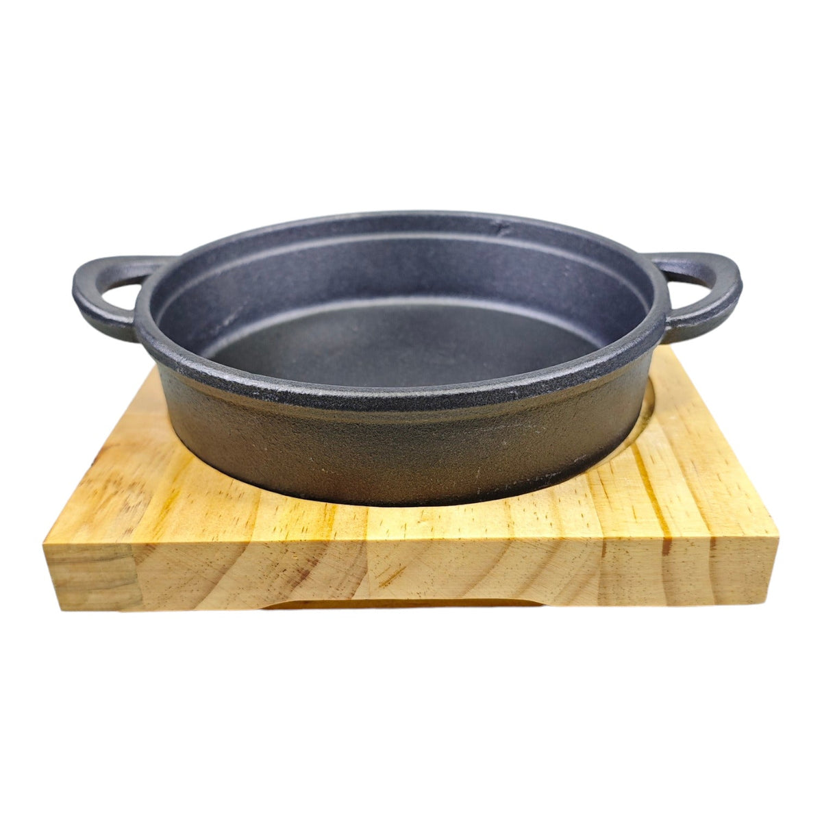 CAST IRON SIZZLER WITH WOOD BASE X677