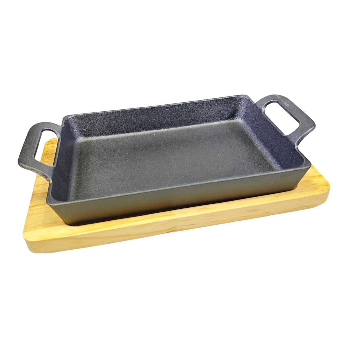 CAST IRON SIZZLER WITH WOOD BASE X678