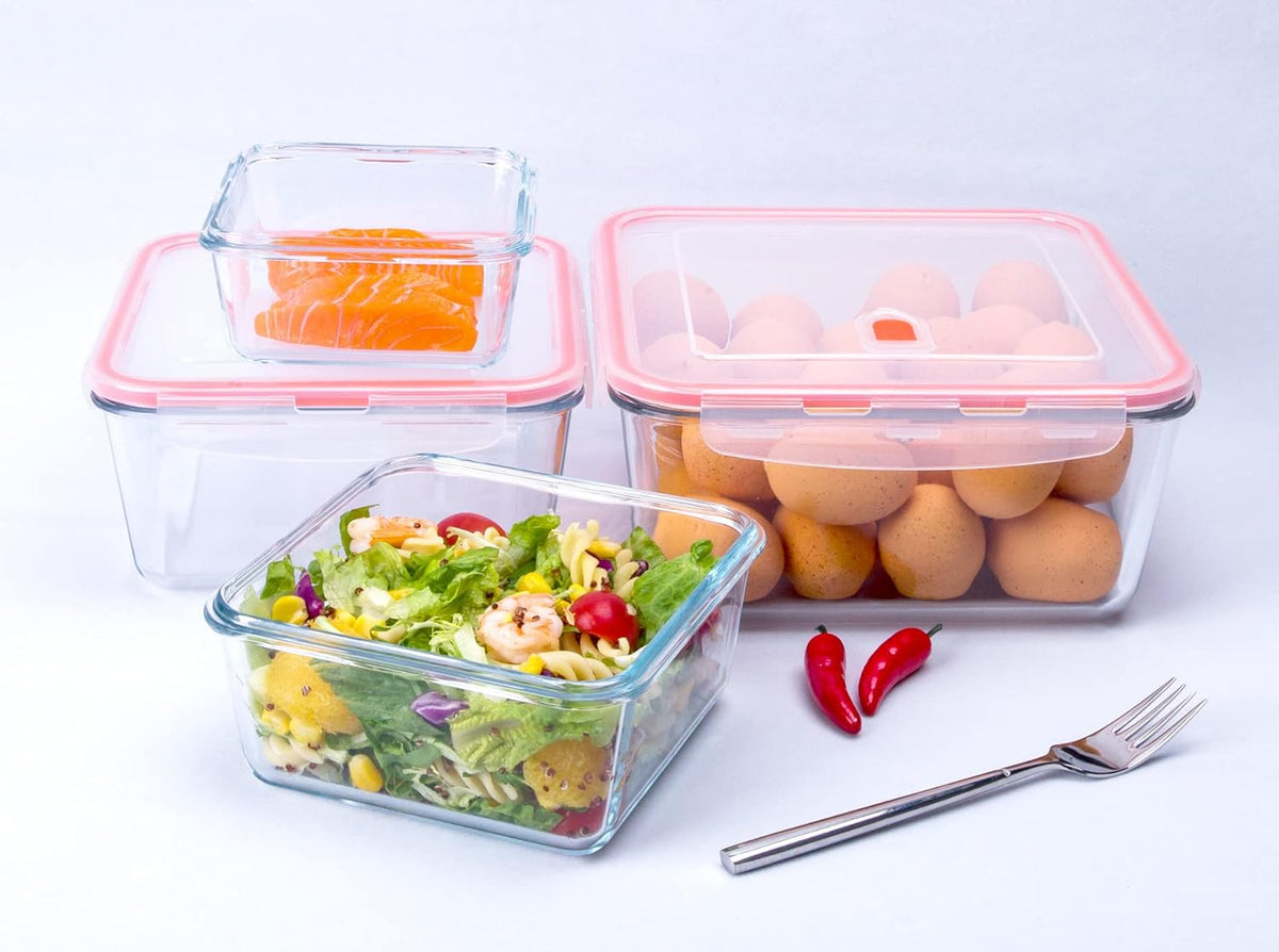 Square 3pcs Glass Food Box  X682