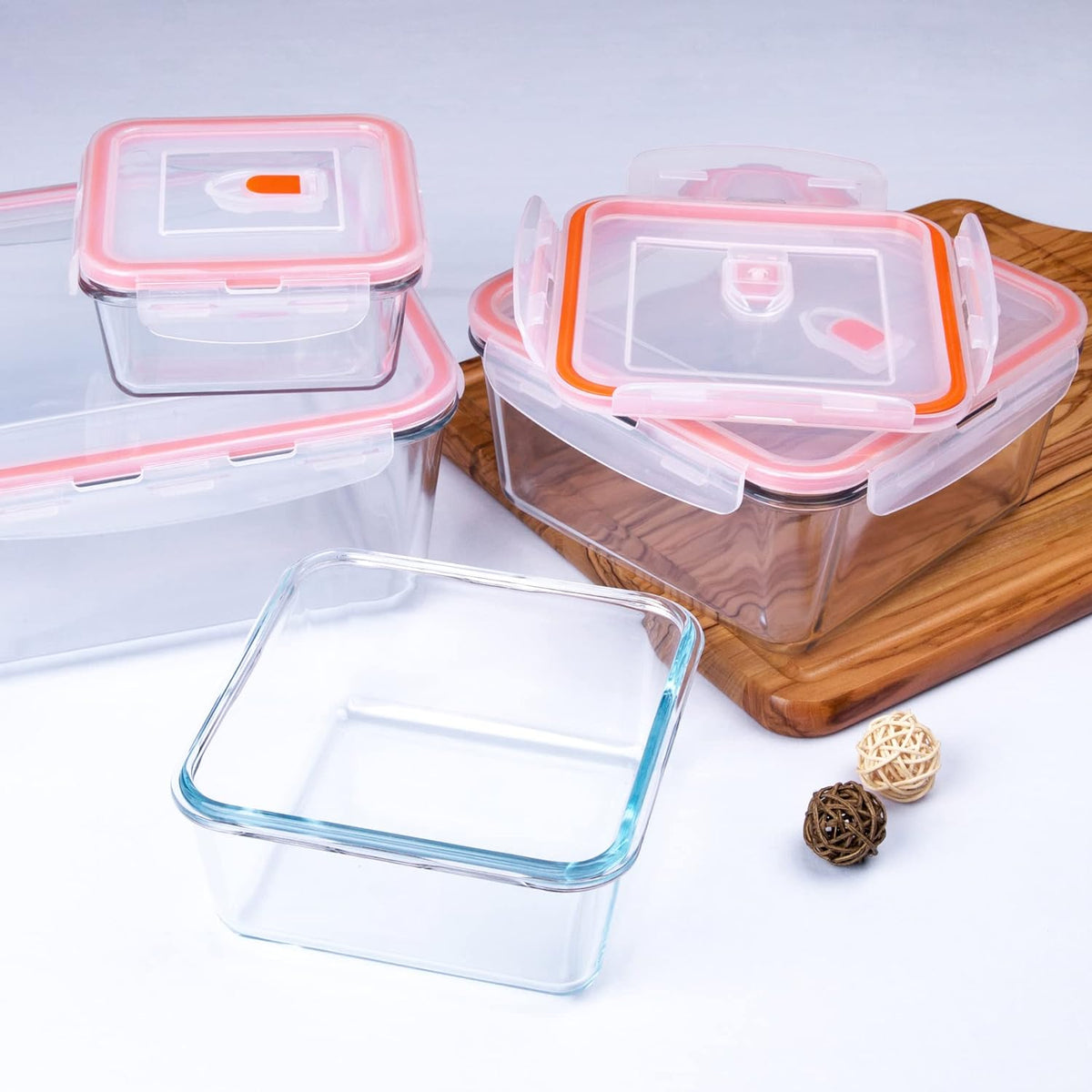 Square 3pcs Glass Food Box  X682