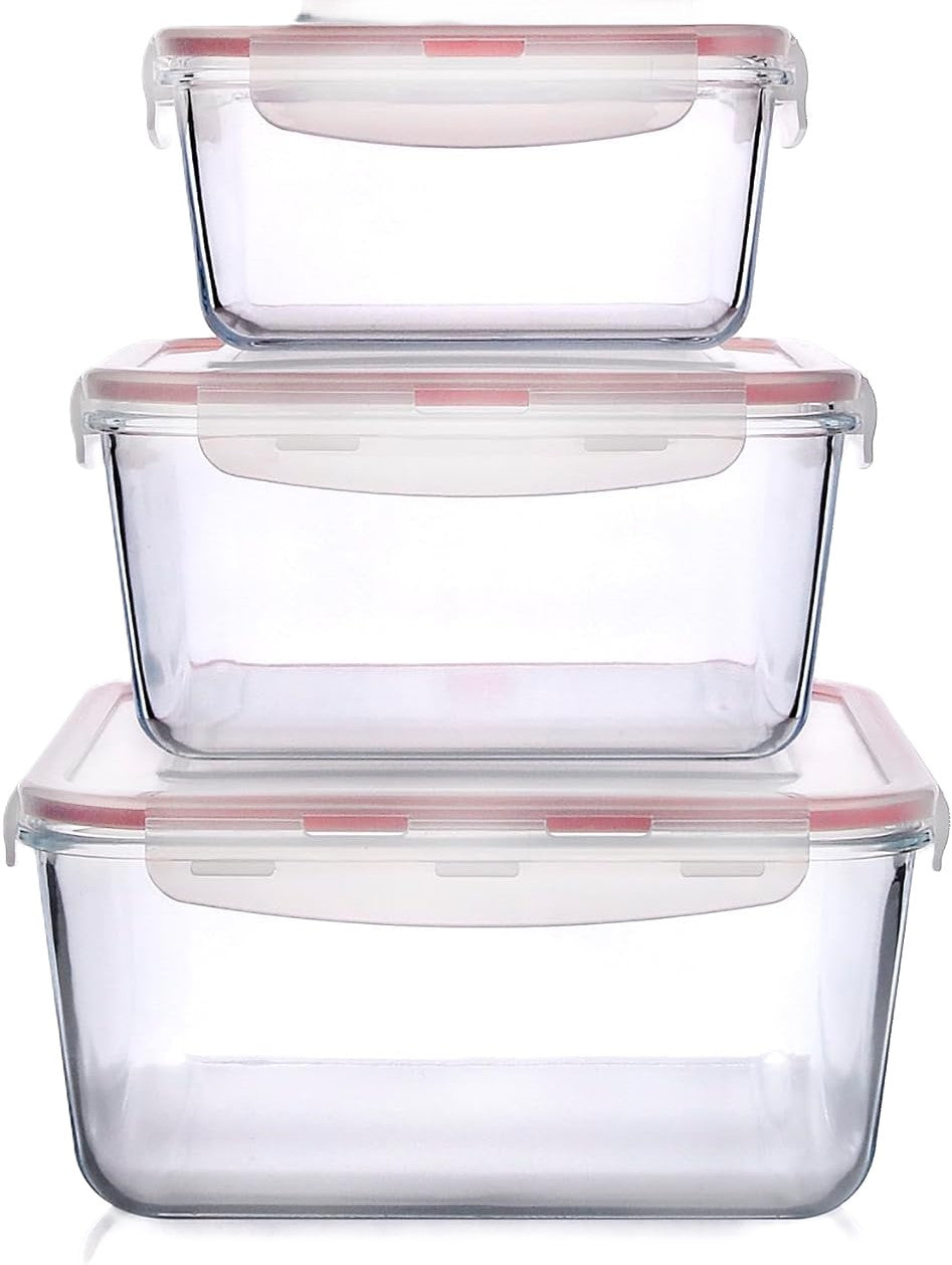 Square 3pcs Glass Food Box  X682