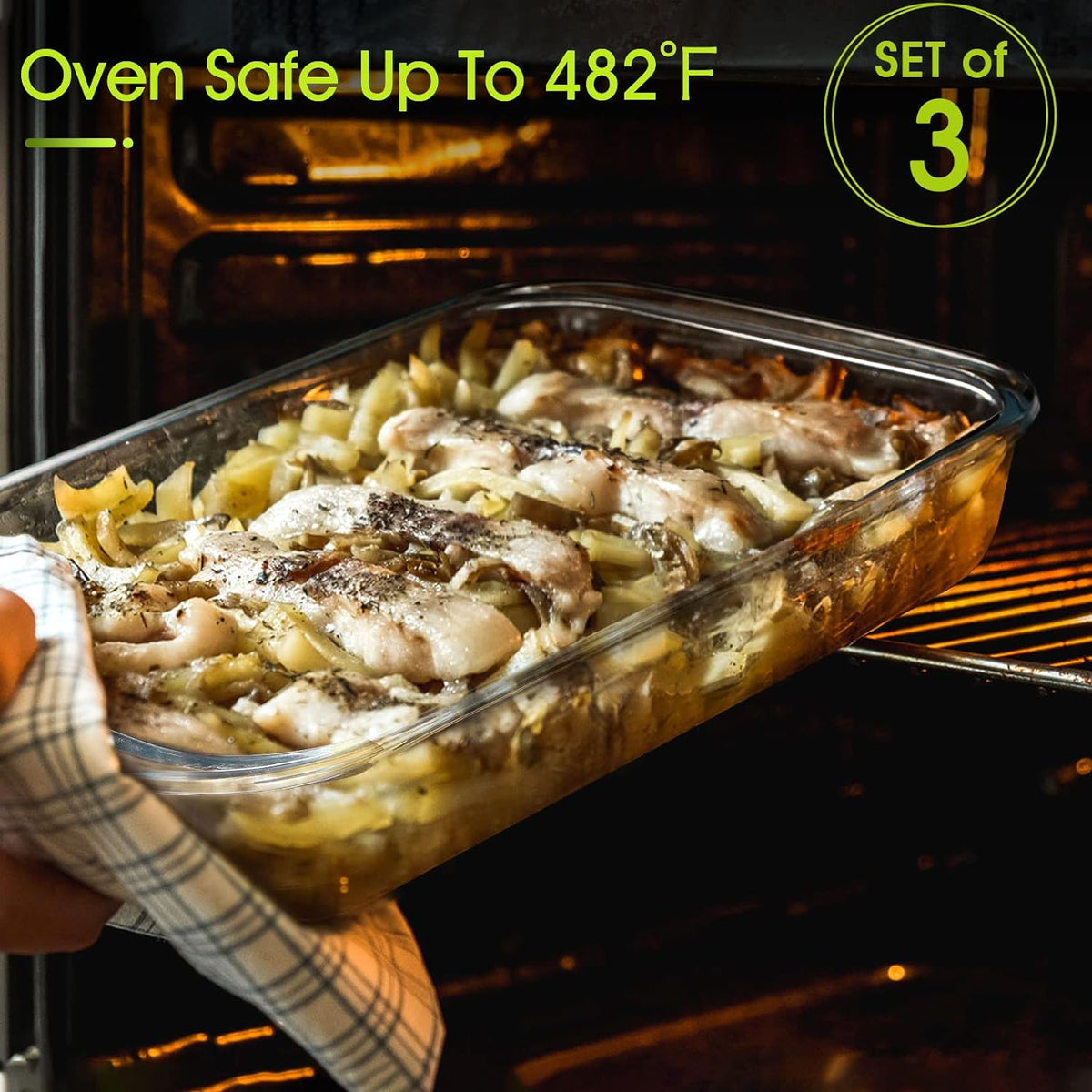 Borosilicate 3pcs Rect. Oven Tray X685