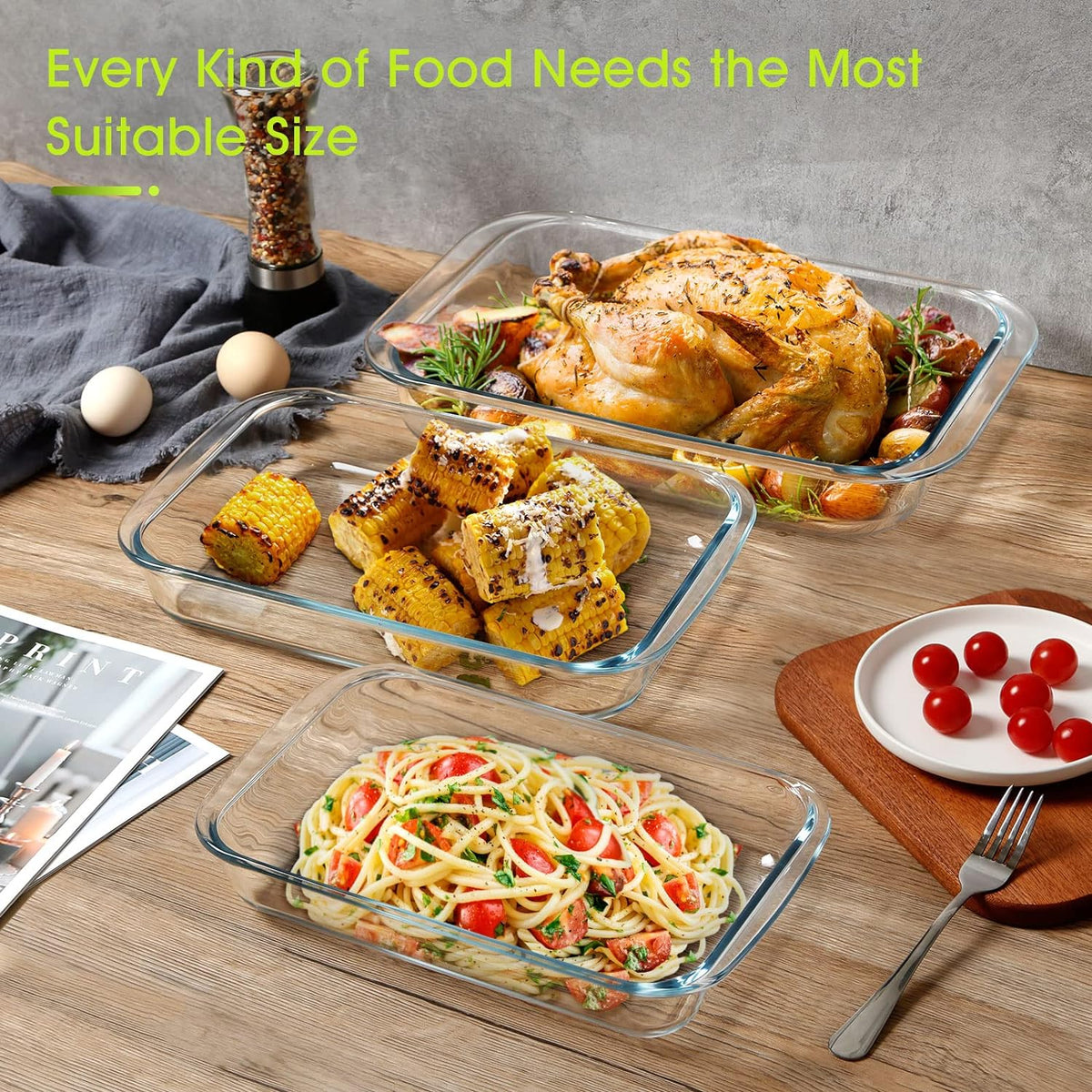 Borosilicate 3pcs Rect. Oven Tray X685