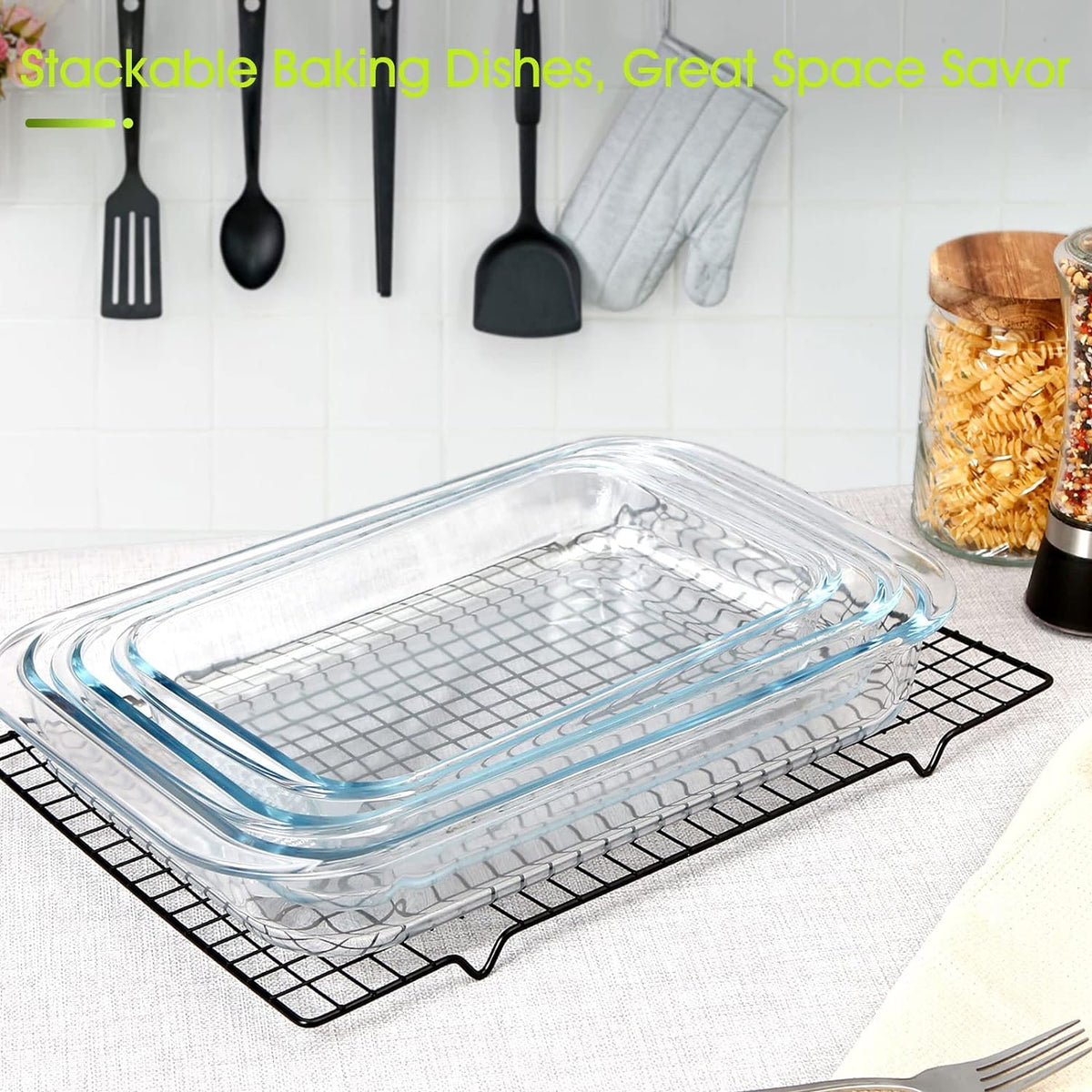 Borosilicate 3pcs Rect. Oven Tray X685