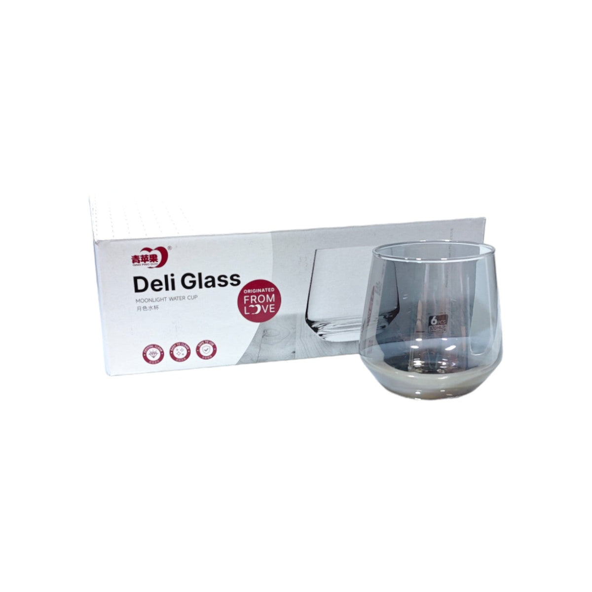 DELI Black Glass Short Cup 370ml 6pcs X688