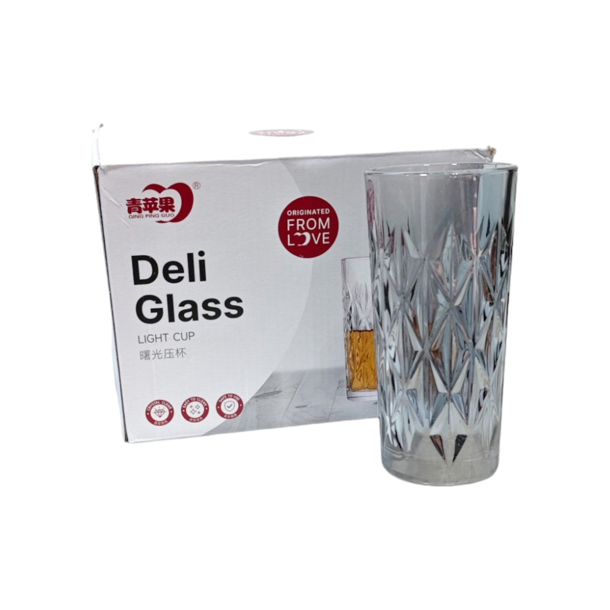 DELI Black Glass Long Cup 330ml 6pcs X690