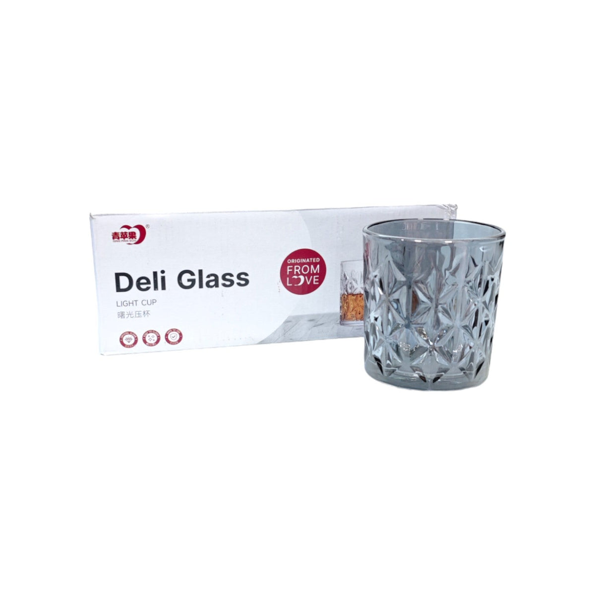 DELI Black Glass Short Cup 340ml 6pcs X691