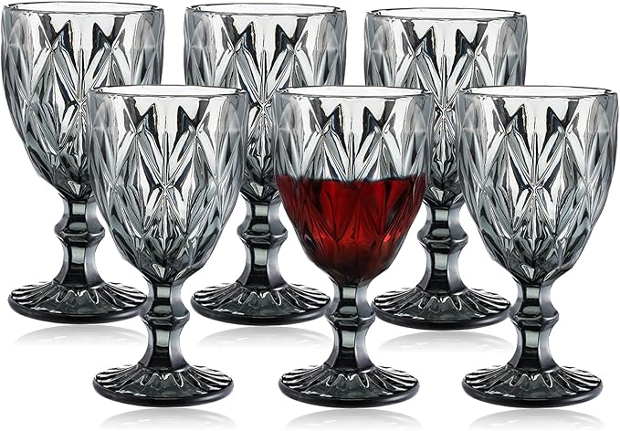 DELI Black Glass Cup with Base 235ML 6pc X692