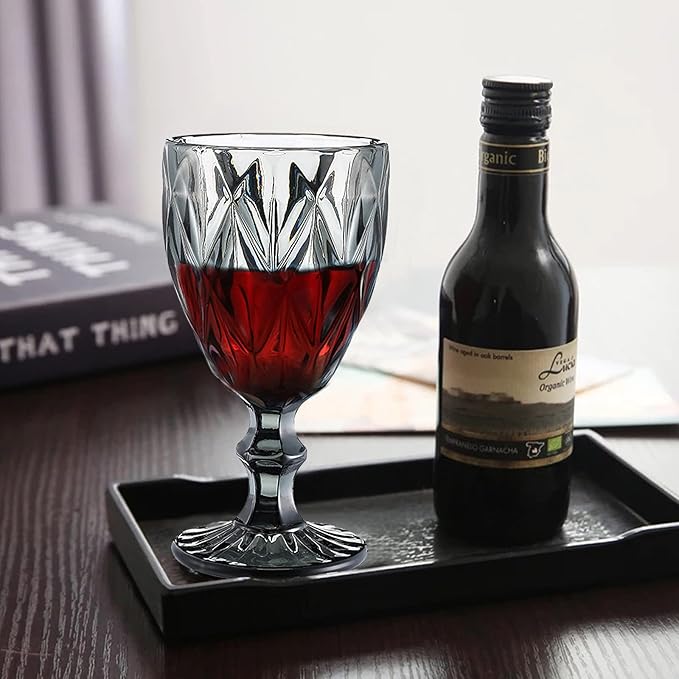 DELI Black Glass Cup with Base 235ML 6pc X692