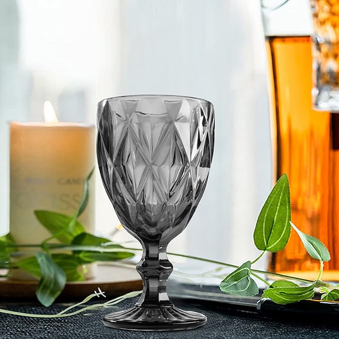 DELI Black Glass Cup with Base 235ML 6pc X692