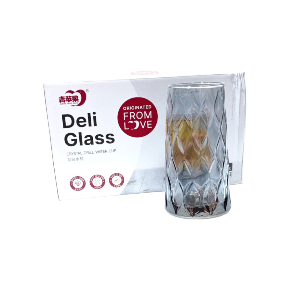 DELI Black Glass Long Cup 520ml 6pcs X697