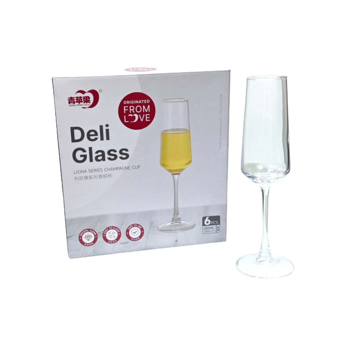 DELI Champagne Glass Cup 250ml 6pcs  X698
