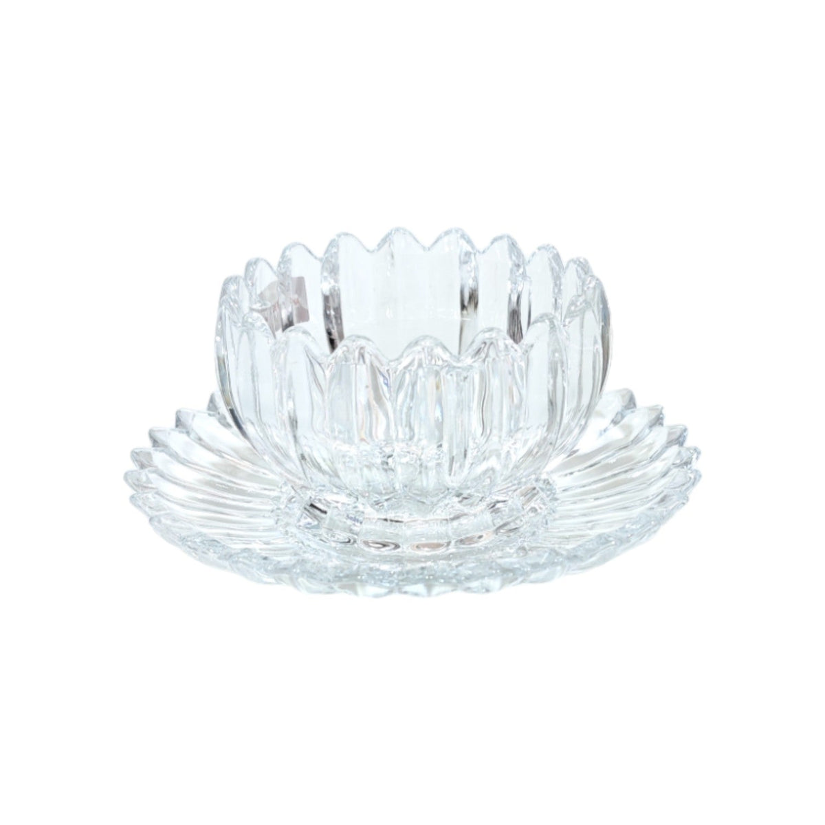 DELI CLEAR RIBBED GLASS BOWL AND SAUCCER 6+6 PCS X701