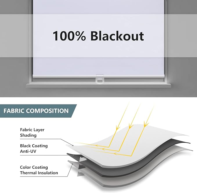 White 150*220CM Blackout Rolling Home Curtain X736