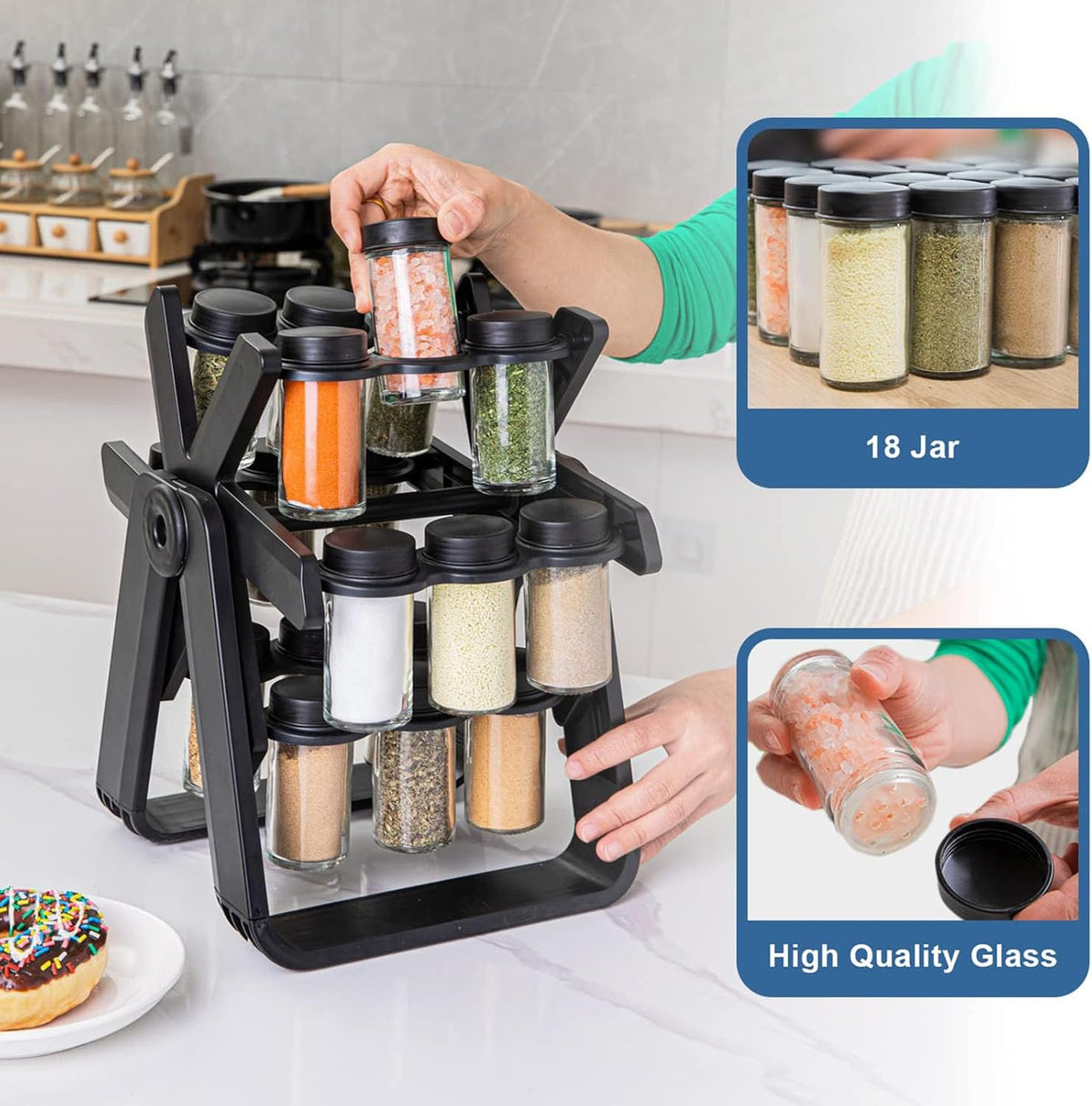 18pcs Rotating Spice Rack Set X756