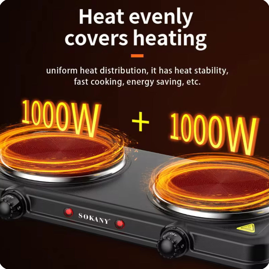 Black Double Electric Cooker 2000W X777