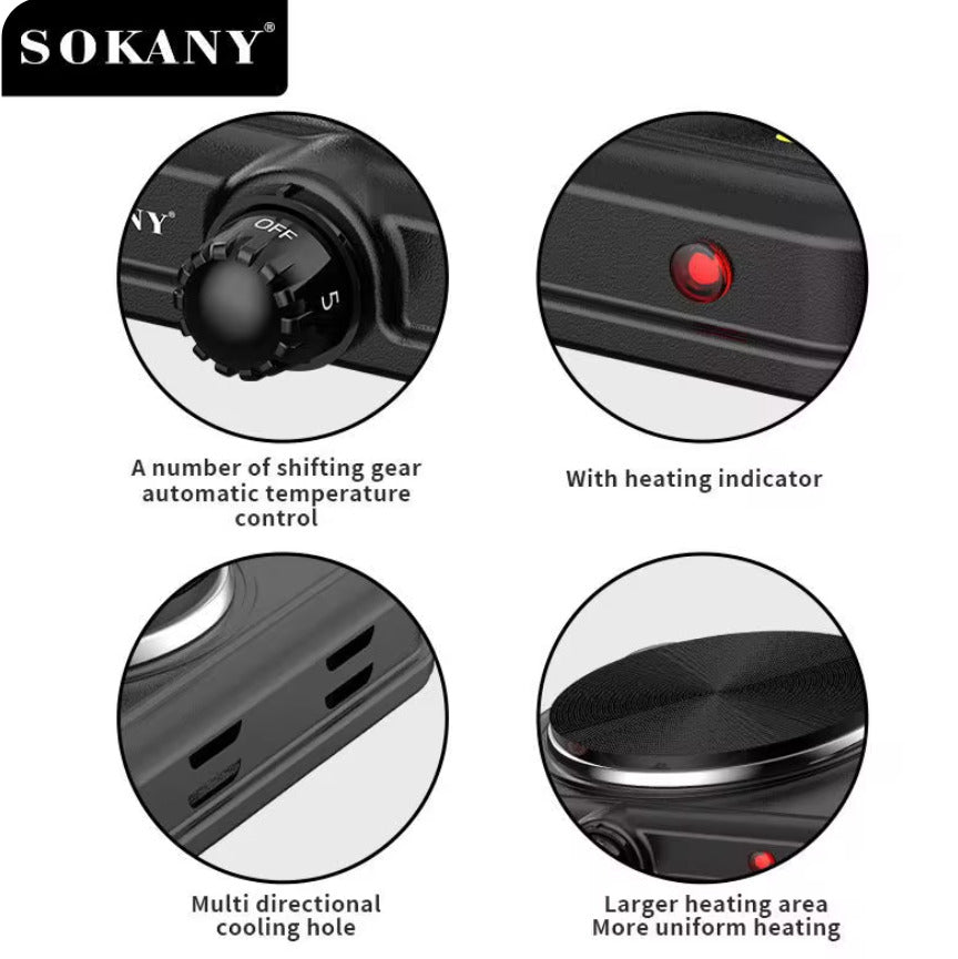 Black Double Electric Cooker 2000W X777