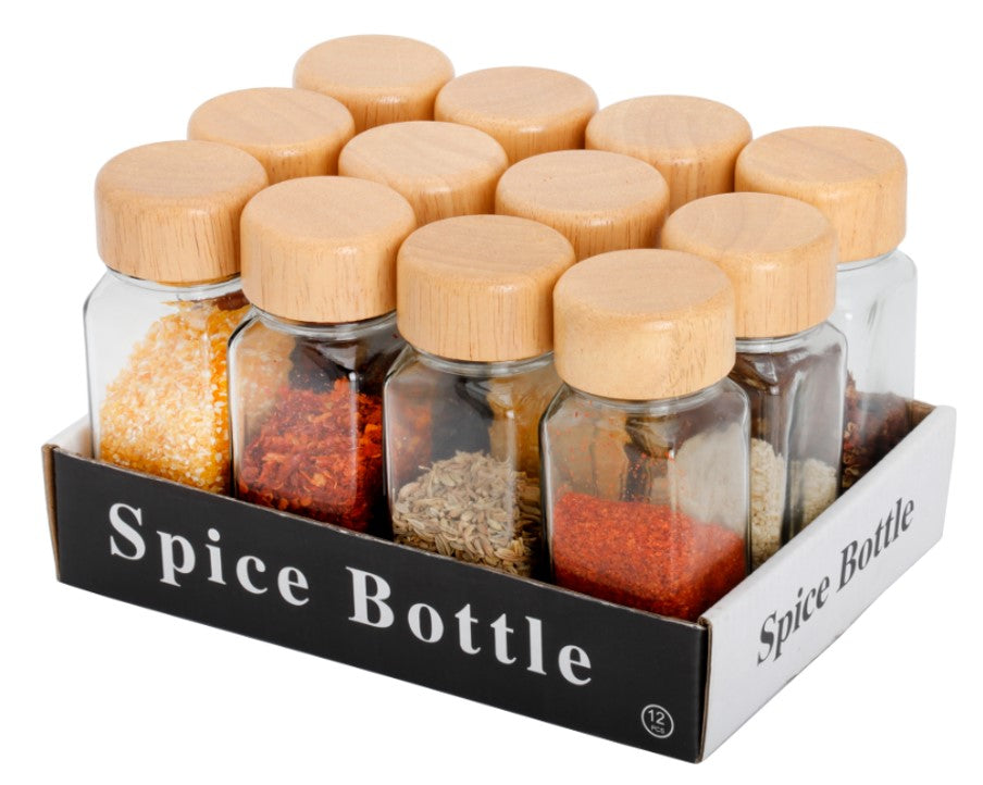 Glass and Wood Cover Salt Shaker X801 1pc