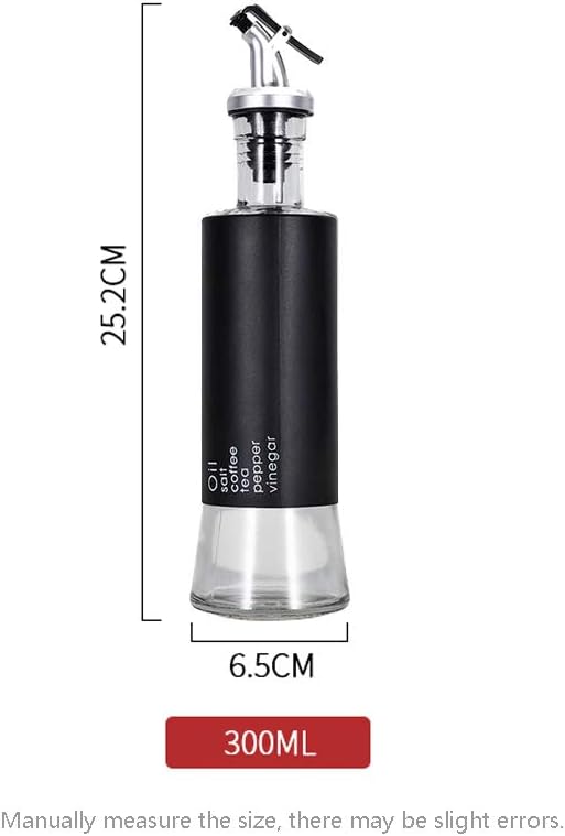 Black Stainless & Glass Long Oil Bottle X805 (Gold Knob)
