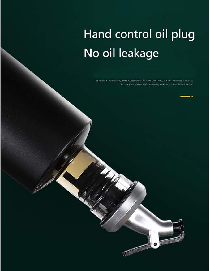 Black Stainless & Glass Long Oil Bottle X805 (Gold Knob)