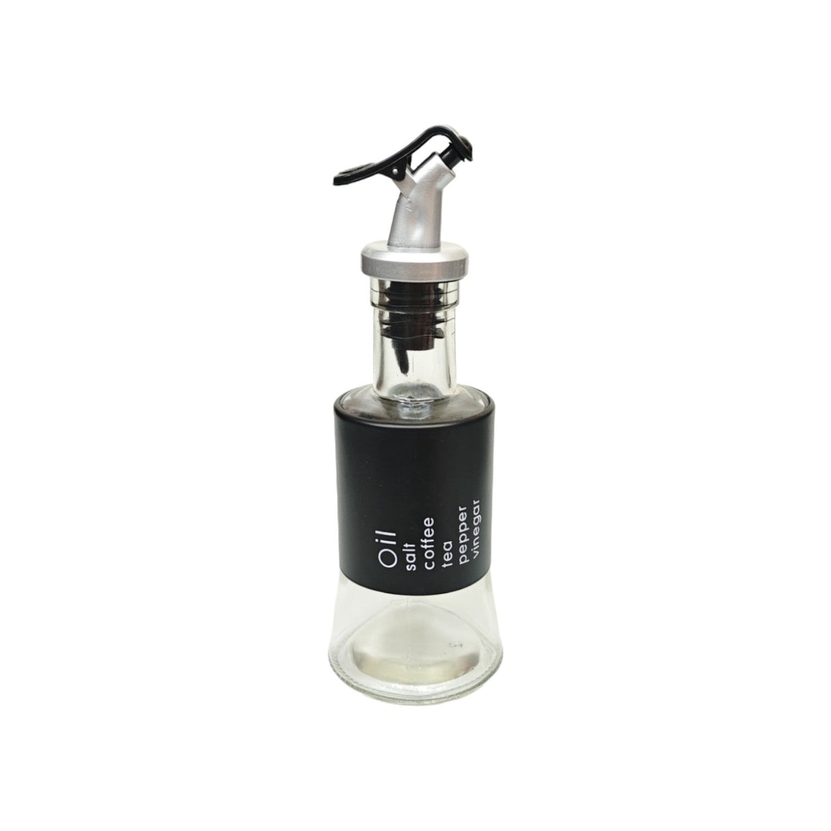 Black Short Glass & SS Oil Bottle X807 (Gold Knob)