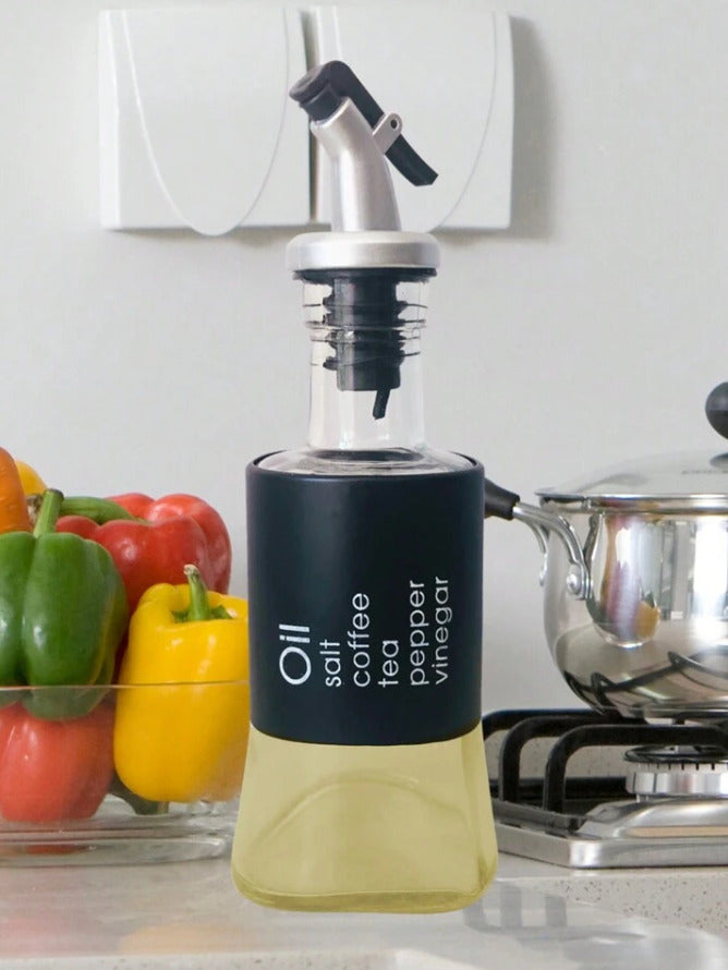 Black Short Glass & SS Oil Bottle X807 (Gold Knob)