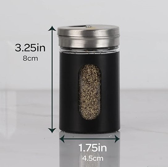 Black Stainless & Glass Salt Shaker X809 1pc