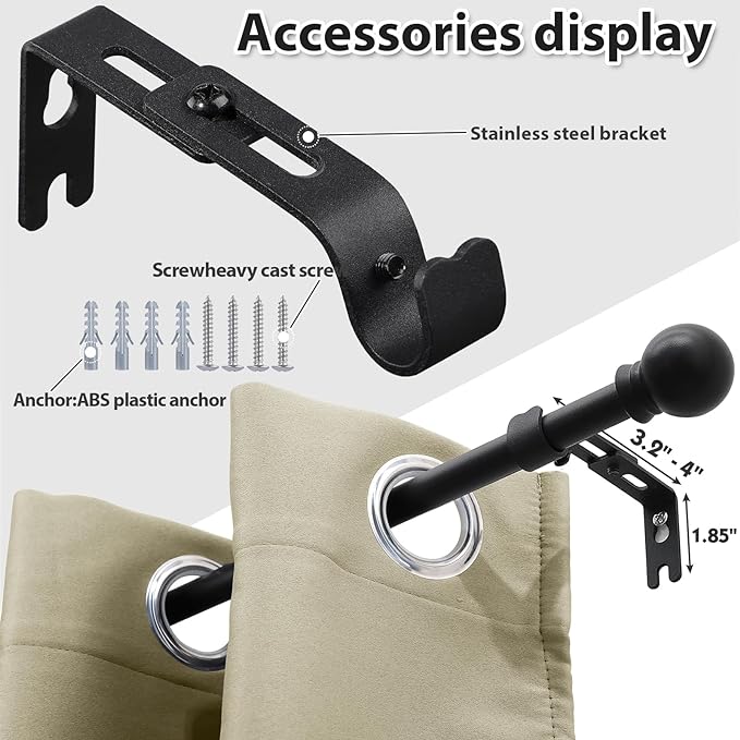 Black 150-300CM Window Curtain Rod X810
