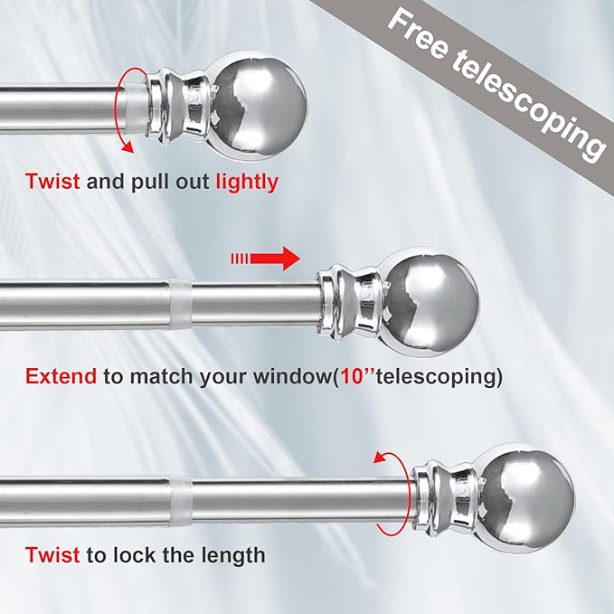 Silver 150-300CM Window Curtain Rod X812
