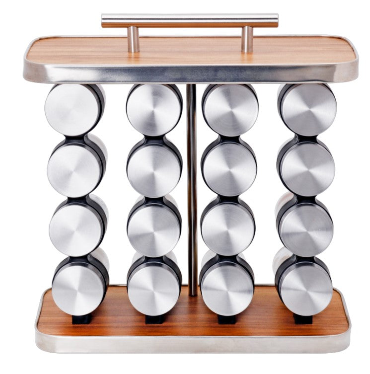 16pcs Spice Set Jars SS&wood Stand X839