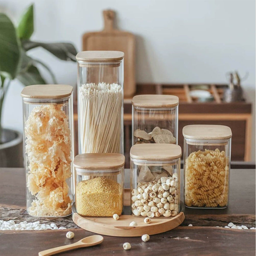 Square Glass Jar With Cover 15x10CM X848