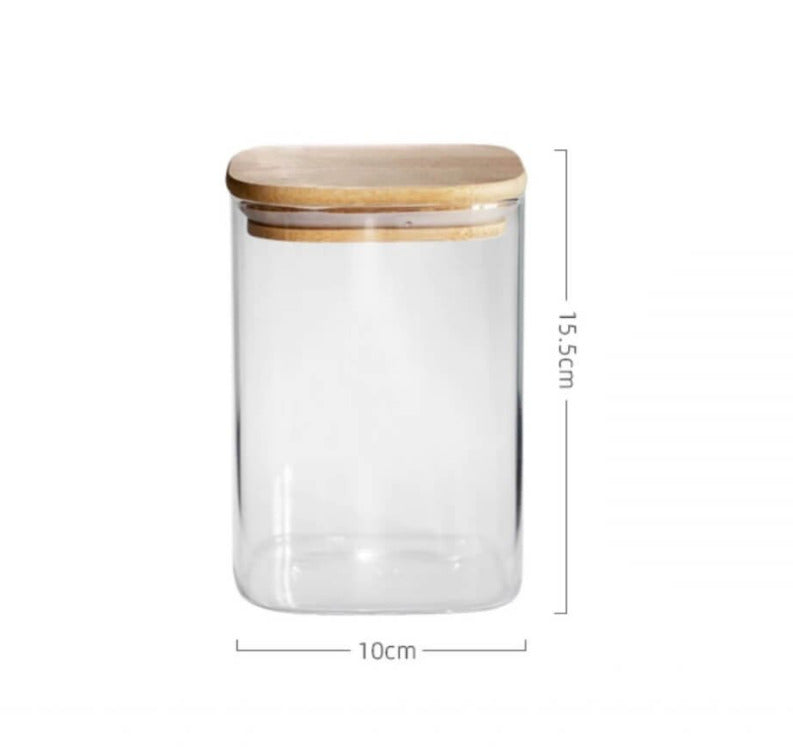 Square Glass Jar With Cover 15x10CM X848