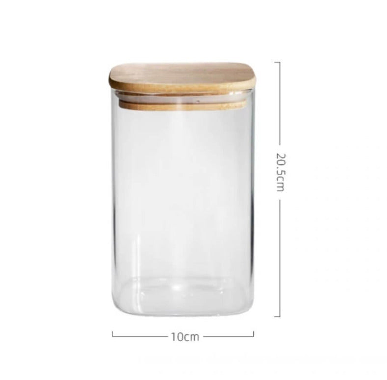 Square Glass Jar With Cover 20x10CM X849