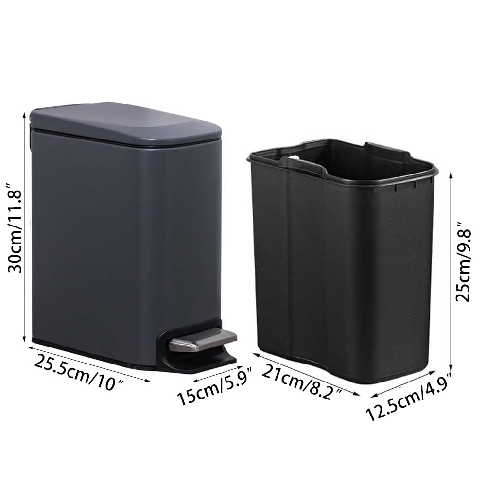 High Quality 6L Gray Rec. Pedal Bin X855