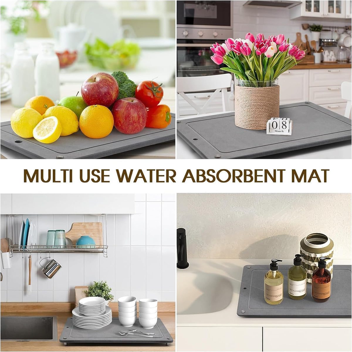 Stone 40x30cm Kitchen Mat Water Absorbent  X876