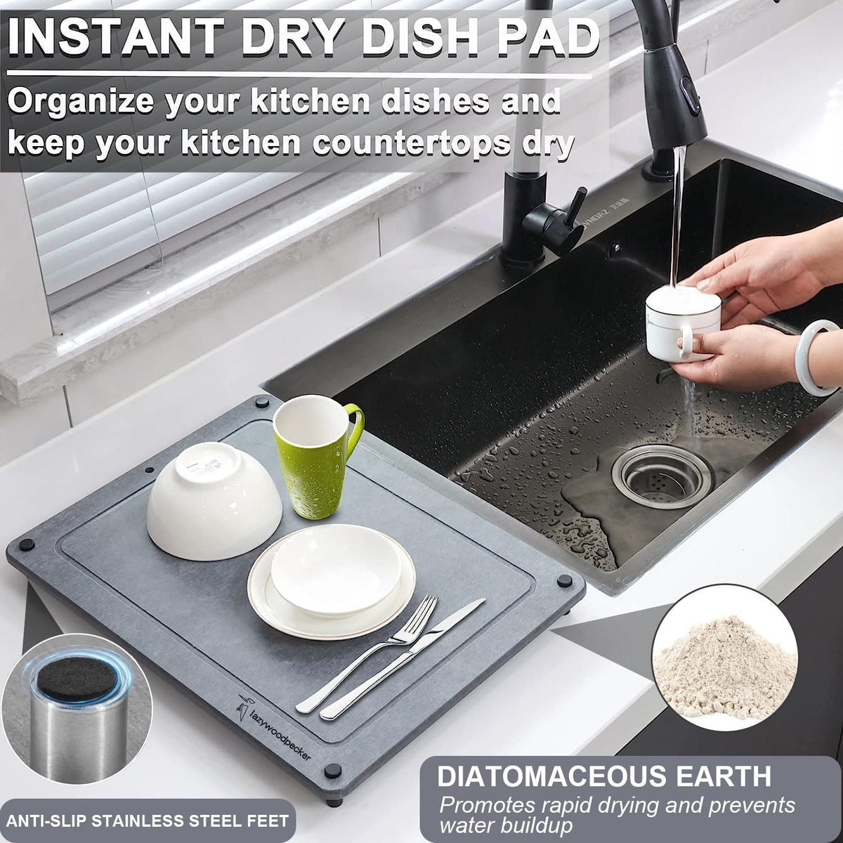 Stone 40x30cm Kitchen Mat Water Absorbent  X876