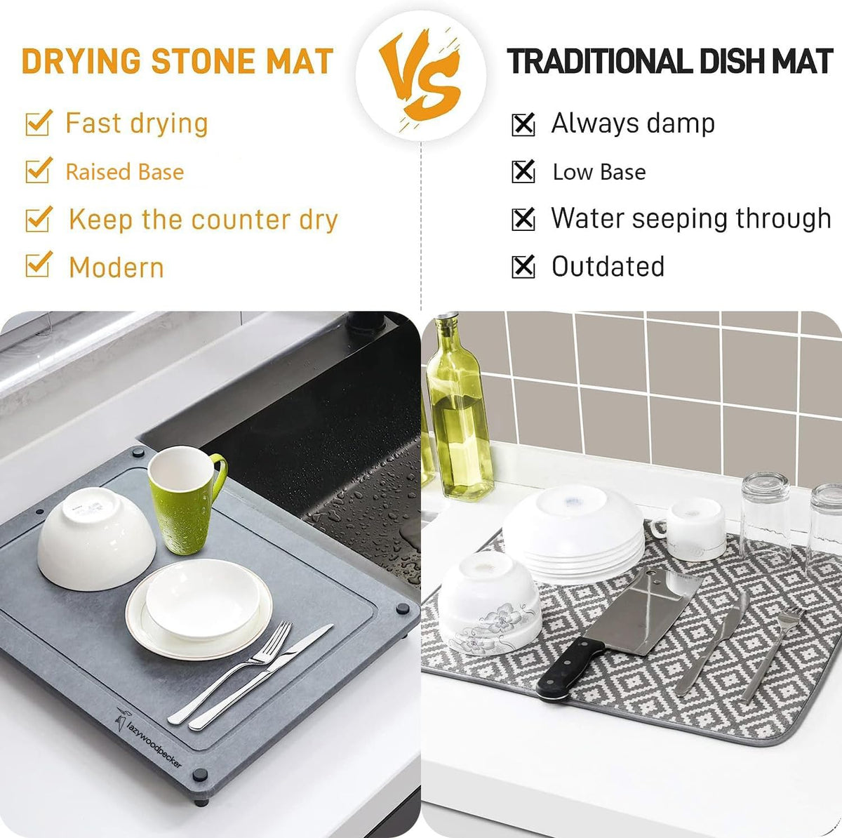Stone 40x30cm Kitchen Mat Water Absorbent  X876